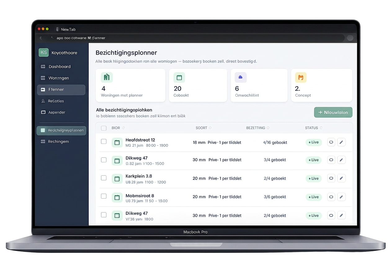 KeySoftware bezichtigingsplanner op laptop